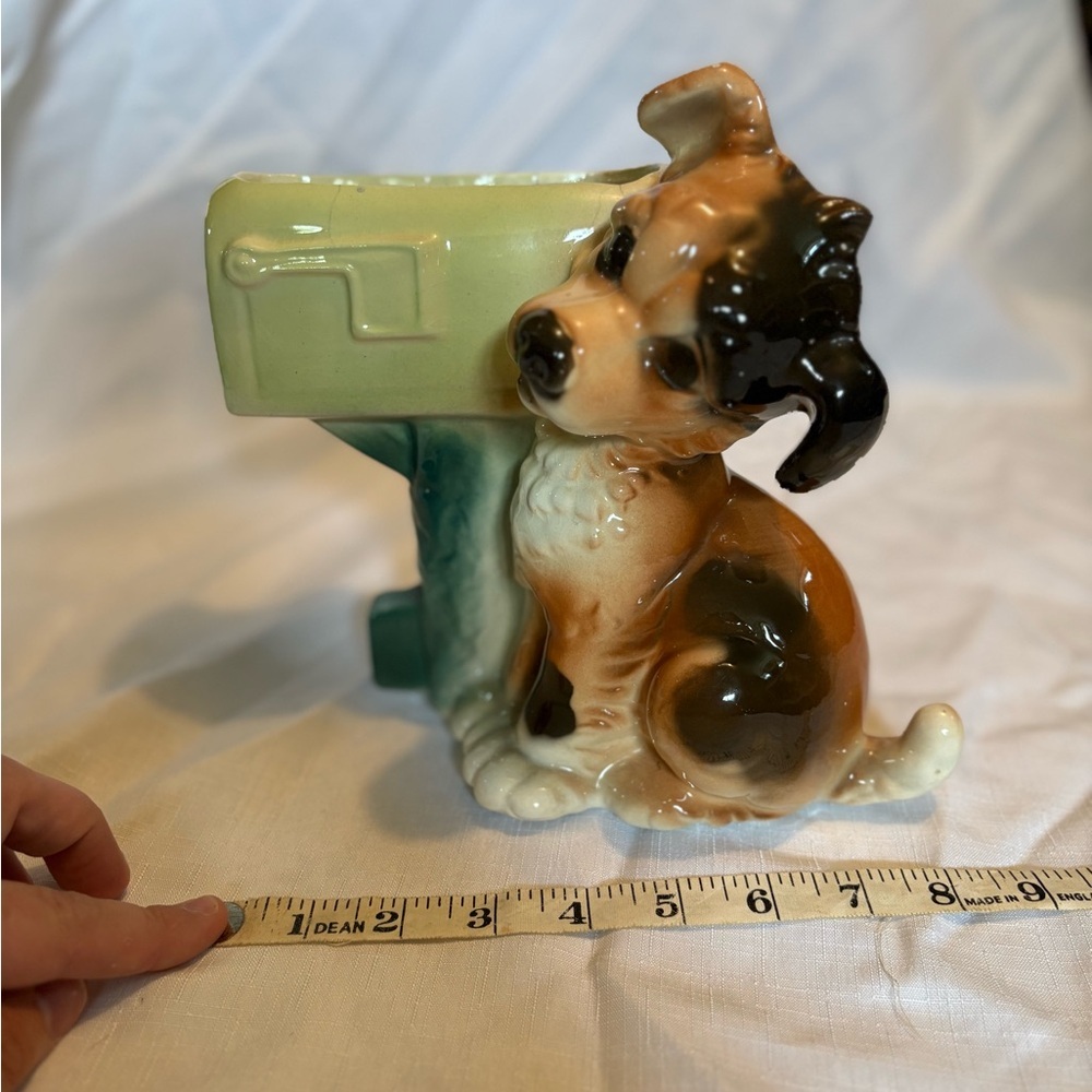 Vintage Ceramic Dog Figurine with Mailbox Planter - Picture 9 of 10